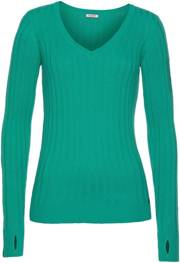 KangaROOS Trui met V-hals in breed geribd fijntricot - Foto 7