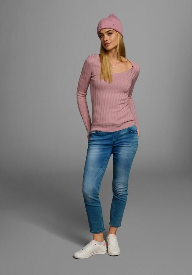 KangaROOS Trui met V-hals in breed geribd fijntricot - Foto 2