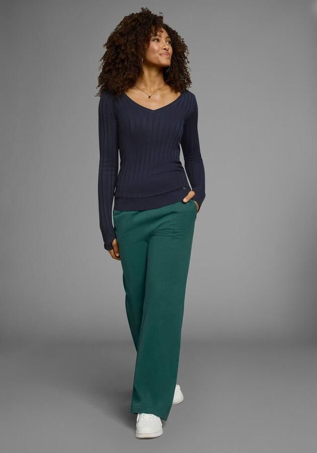 KangaROOS Trui met V-hals in breed geribd fijntricot - Foto 7