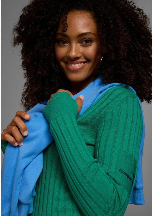 KangaROOS Trui met V-hals in breed geribd fijntricot - Foto 2