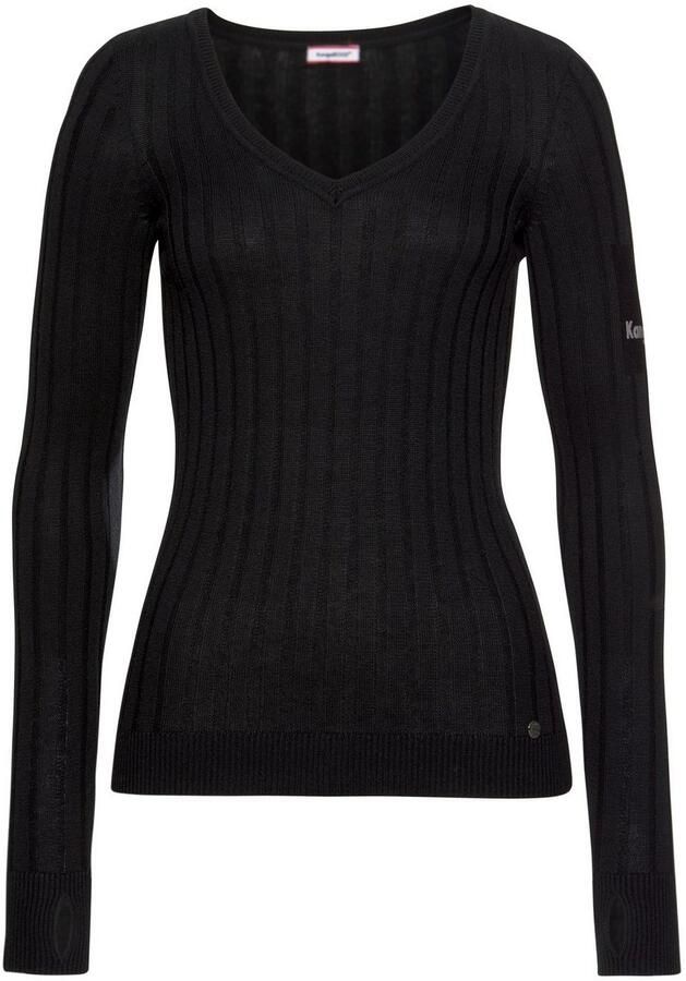 KangaROOS Trui met V-hals in breed geribd fijntricot - Foto 7