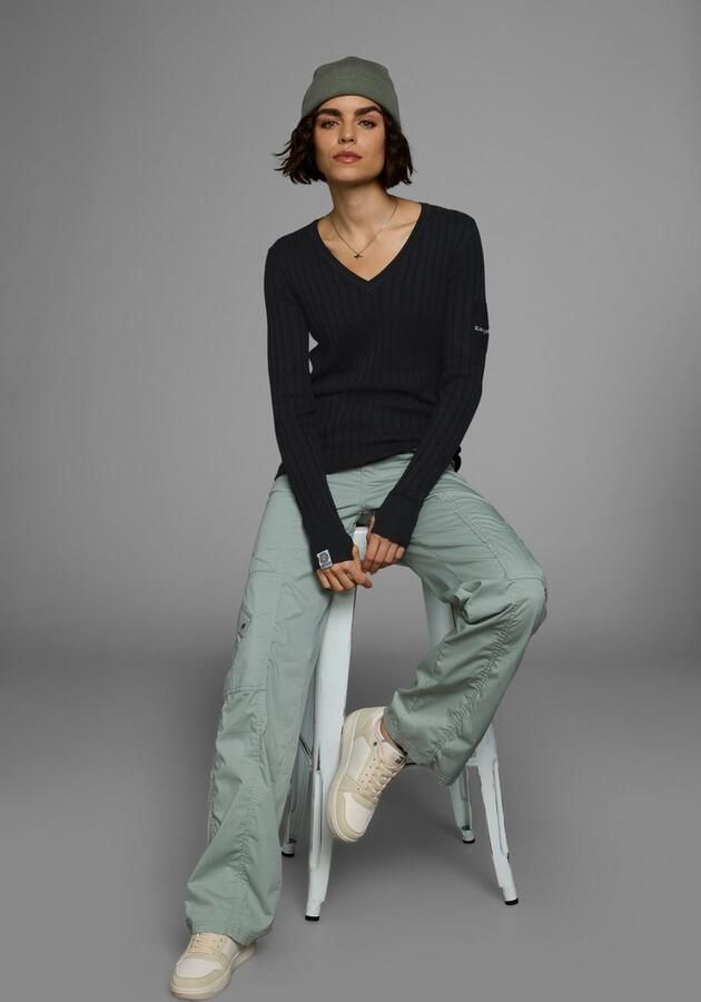 KangaROOS Trui met V-hals in breed geribd fijntricot - Foto 5