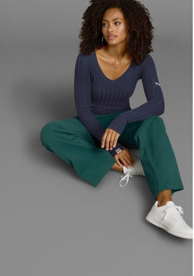 KangaROOS Trui met V-hals in breed geribd fijntricot - Foto 4