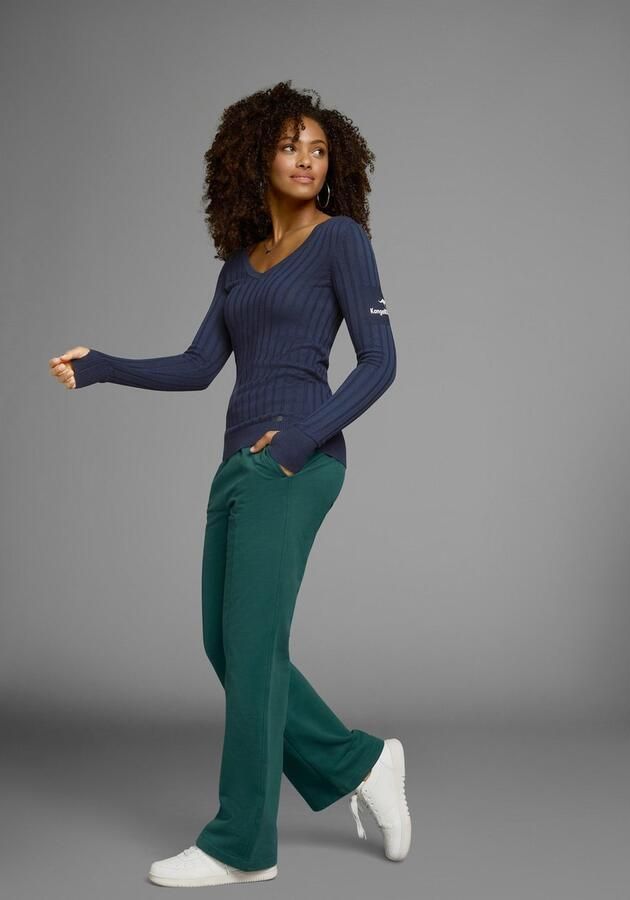 KangaROOS Trui met V-hals in breed geribd fijntricot - Foto 12