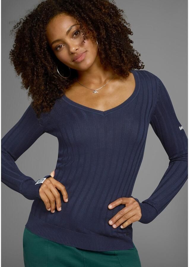 KangaROOS Trui met V-hals in breed geribd fijntricot - Foto 2