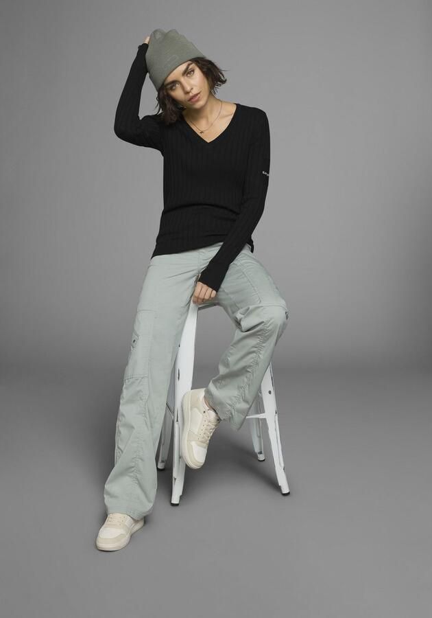 KangaROOS Trui met V-hals in breed geribd fijntricot - Foto 6