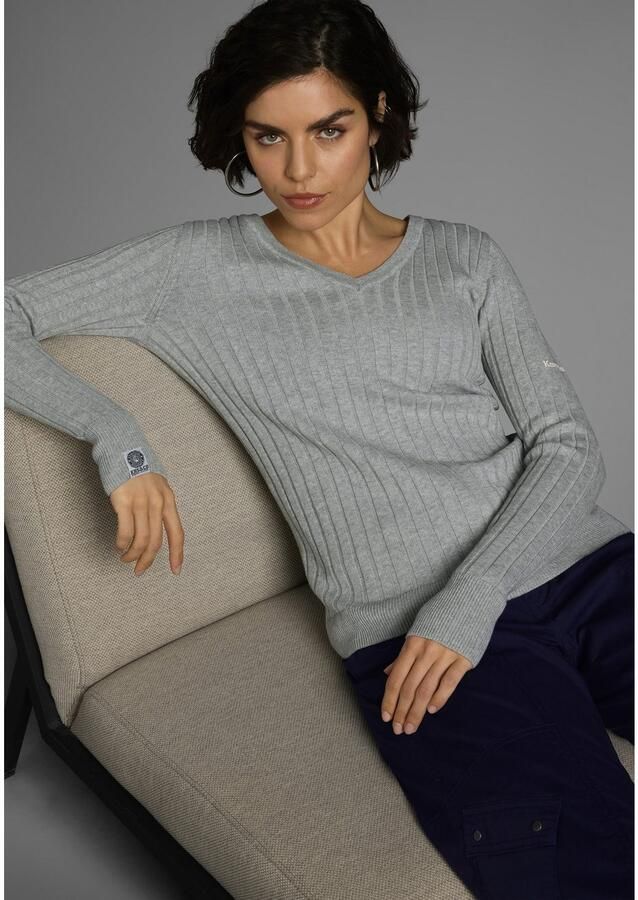 KangaROOS Trui met V-hals in breed geribd fijntricot - Foto 2