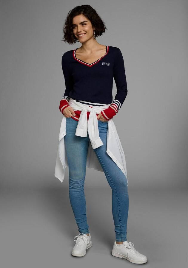 KangaROOS Trui met V-hals in mooie strepen-kleurenmix - Foto 4