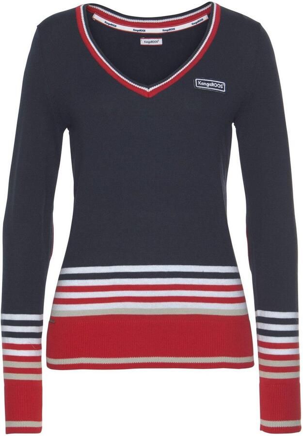 KangaROOS Trui met V-hals in mooie strepen-kleurenmix - Foto 3