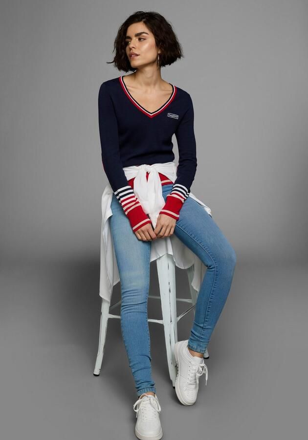 KangaROOS Trui met V-hals in mooie strepen-kleurenmix - Foto 2