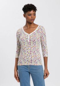 KangaROOS Shirt met 3 4-mouwen met minimalistische bloemenprint all-over nieuwe collectie