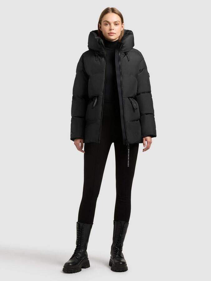 Khujo Regular fit gewatteerde lange jas met logoprint model 'Darka' - Foto 4