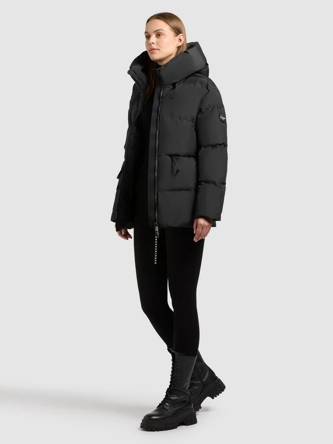 Khujo Regular fit gewatteerde lange jas met logoprint model 'Darka' - Foto 5