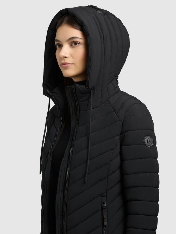 Khujo Regular fit gewatteerde lange jas met gevoerde opstaande kraag model Jilia' - Foto 3