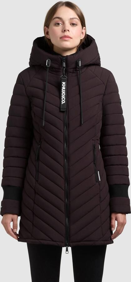 Khujo Regular fit gewatteerde lange jas met gevoerde opstaande kraag model Jilia' - Foto 16