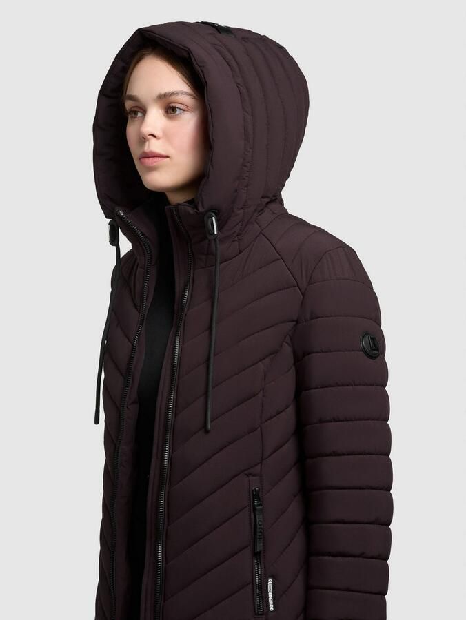 Khujo Regular fit gewatteerde lange jas met gevoerde opstaande kraag model Jilia' - Foto 4