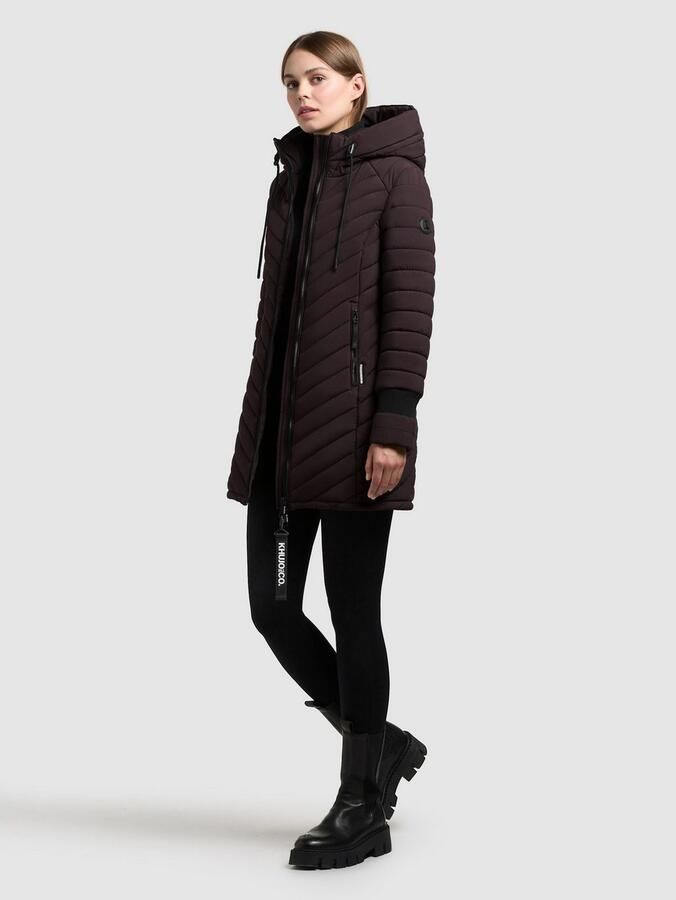 Khujo Regular fit gewatteerde lange jas met gevoerde opstaande kraag model Jilia' - Foto 6