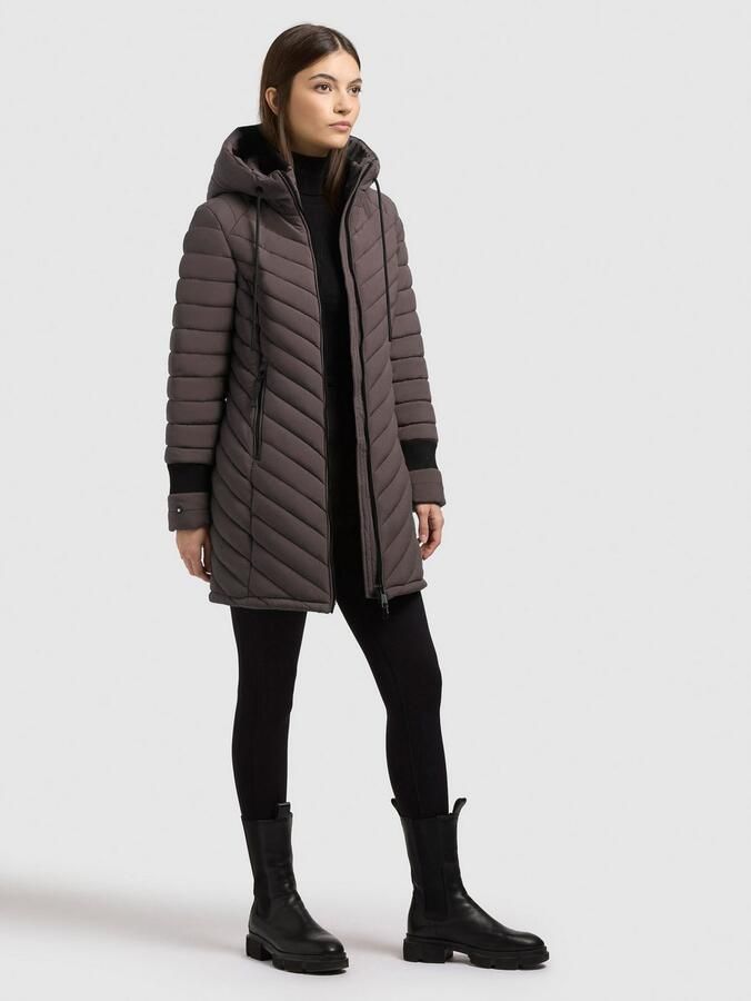 Khujo Regular fit gewatteerde lange jas met gevoerde opstaande kraag model Jilia' - Foto 12