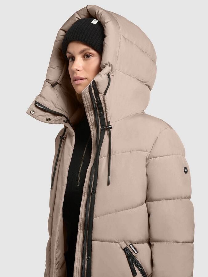 Khujo Gewatteerde lange jas met labelpatch model 'Caius' - Foto 4