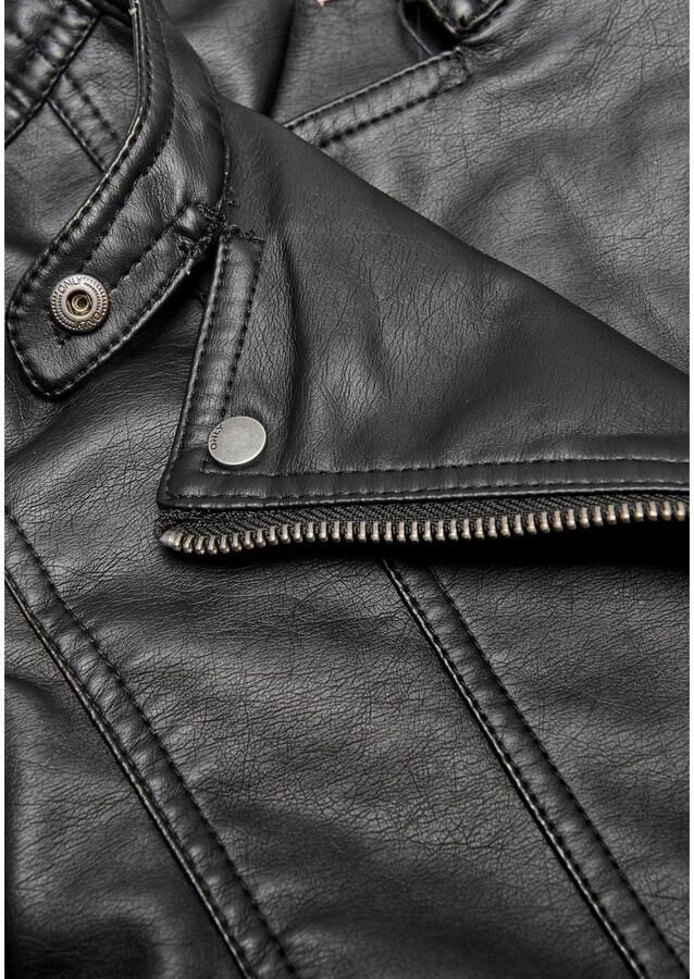 Only KIDS imitatieleren bikerjack KONFREYA zwart Jas Meisjes Imitatieleer Reverskraag 116 - Foto 7