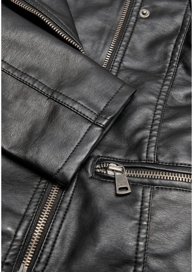 Only KIDS imitatieleren bikerjack KONFREYA zwart Jas Meisjes Imitatieleer Reverskraag 116 - Foto 8