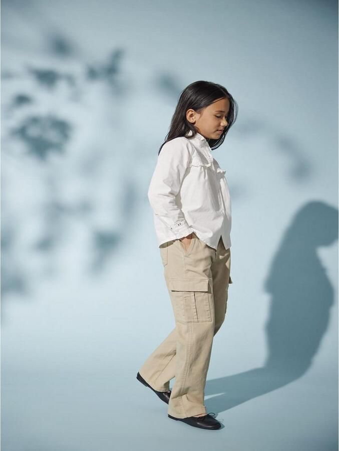 Only KIDS GIRL straight fit cargobroek KOGYARROW-VOX ecru Meisjes Stretchkatoen 116 - Foto 3