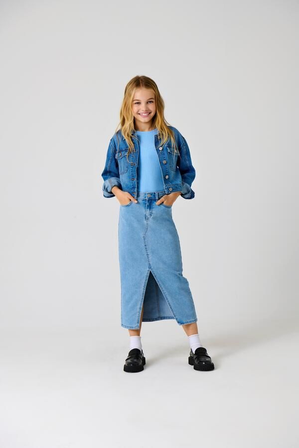 Only KIDS GIRL spijkerrok KOGSIRI light blue denim Blauw Meisjes Stretchdenim 140 - Foto 6