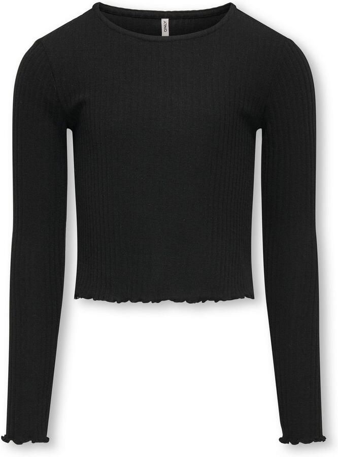 KIDS ONLY Shirt met lange mouwen KOGNELLA L S O-NECK TOP JRS NOOS in korte vorm en met schattige golvende randen aan de zoom - Foto 3