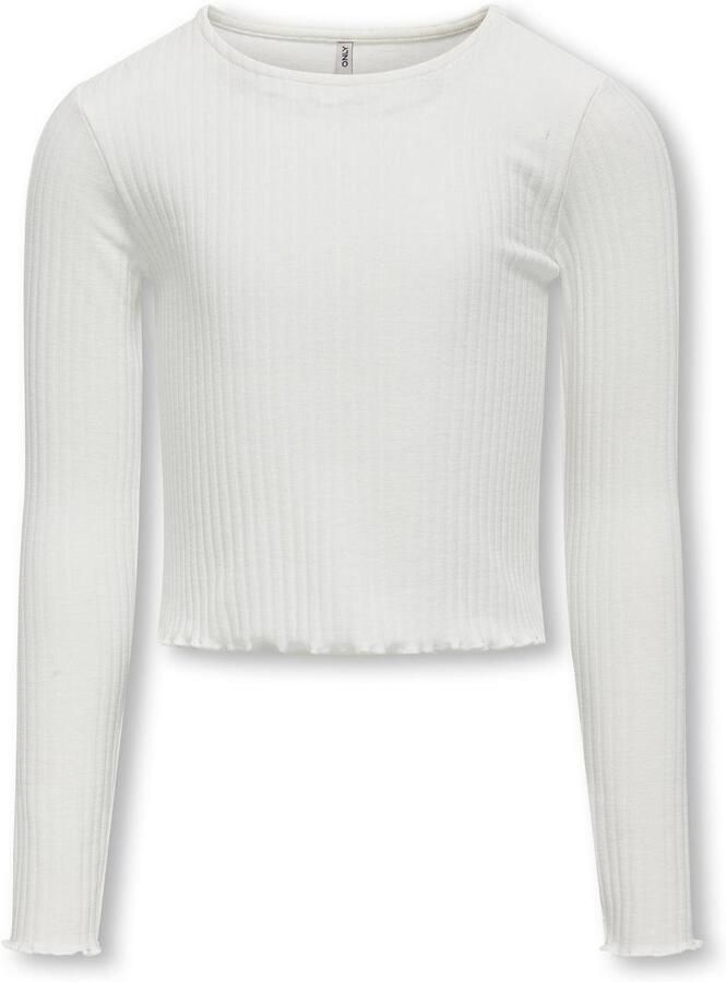 KIDS ONLY Shirt met lange mouwen KOGNELLA L S O-NECK TOP JRS NOOS in korte vorm en met schattige golvende randen aan de zoom - Foto 3