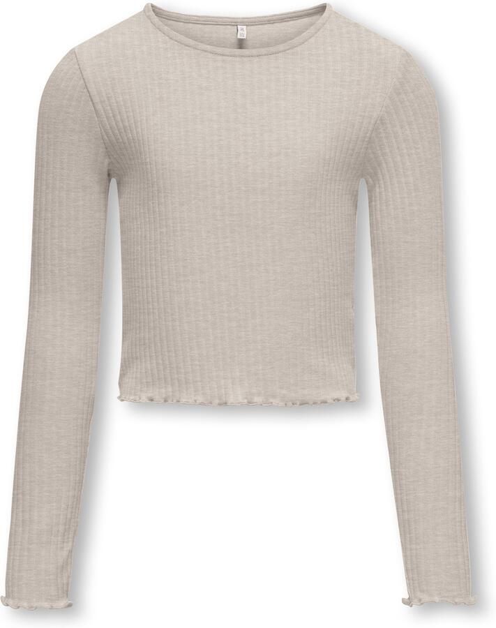 KIDS ONLY Shirt met lange mouwen KOGNELLA L S O-NECK TOP JRS NOOS in korte vorm en met schattige golvende randen aan de zoom