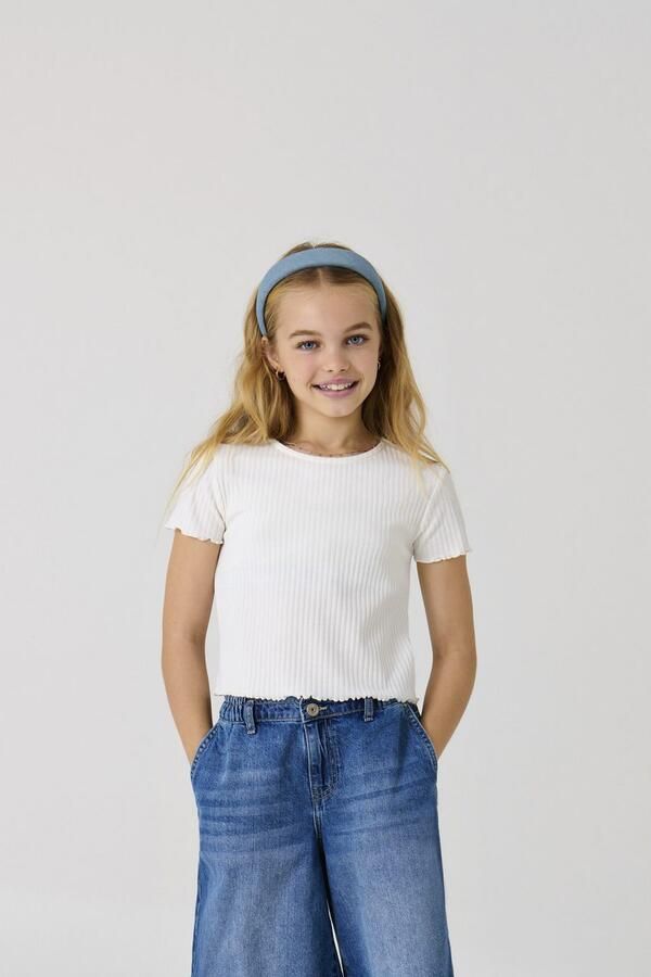 KIDS ONLY T-shirt KONNELLA S S O-NECK TOP in verkorte lengte en met geweldige golven-zomen - Foto 3