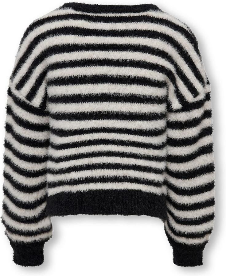 Only KIDS GIRL gestreepte trui KOGNEWPIUMO zwart wit Meisjes Nylon Ronde hals 110 116 - Foto 4
