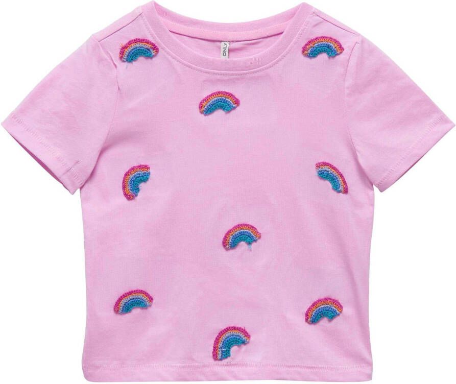 KIDS ONLY Shirt met korte mouwen KMGKITA REG S S RAINBOW EMB TOP BOX JRS