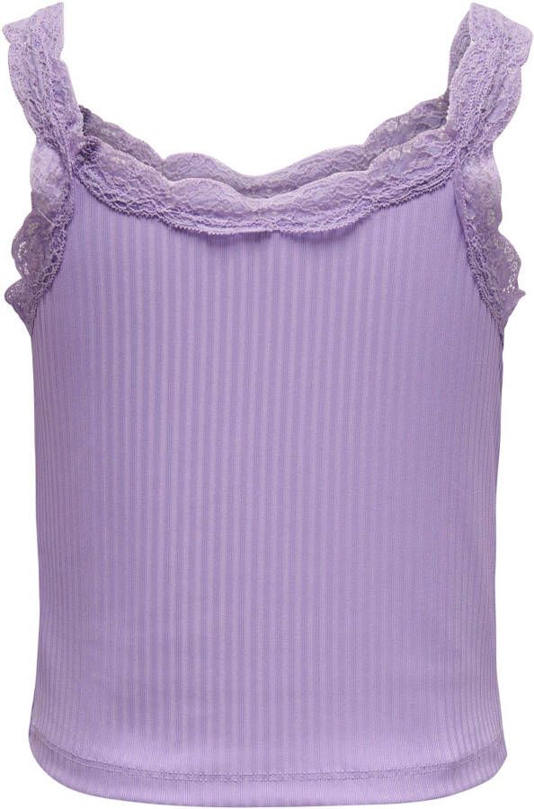 Only KIDS GIRL top KOGMILA met kant lila Paars Meisjes Polyester Ronde hals 110 116