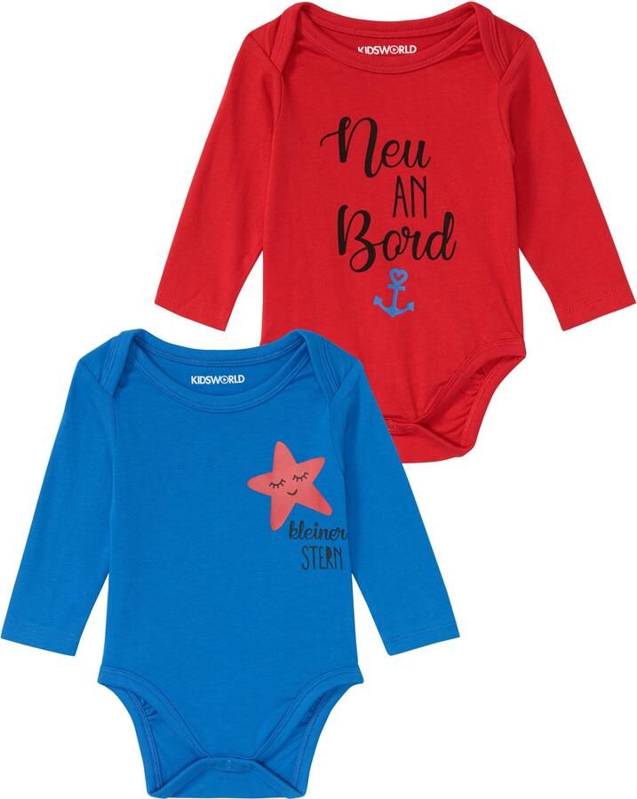 KIDSWORLD Body met lange mouwen 2-pack baby rompertjes met teksten Nieuw aan boord (set 2-delig 2) - Foto 3