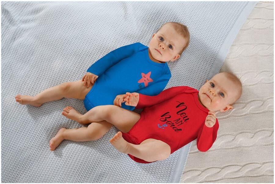 KIDSWORLD Body met lange mouwen 2-pack baby rompertjes met teksten Nieuw aan boord (set 2-delig 2) - Foto 2