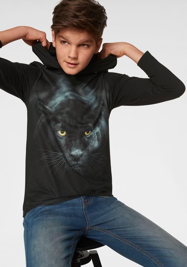KIDSWORLD Capuchonshirt PANTHER Fotoprint Lange mouwen basic pasvorm met kleurrijke print van katoen - Foto 6