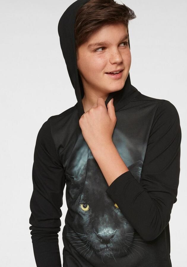 KIDSWORLD Capuchonshirt PANTHER Fotoprint Lange mouwen basic pasvorm met kleurrijke print van katoen - Foto 4