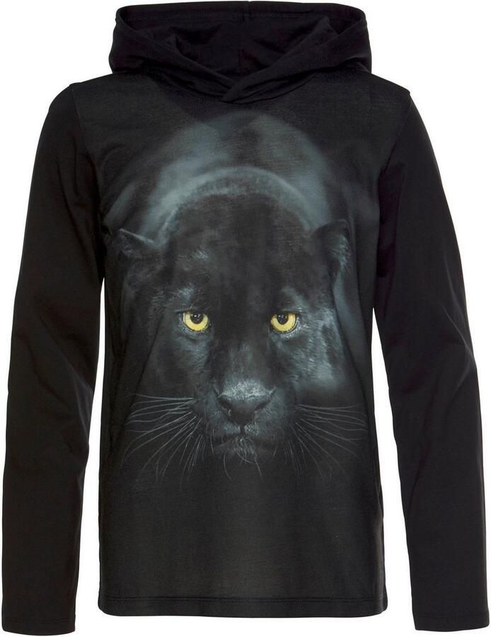 KIDSWORLD Capuchonshirt PANTHER Fotoprint Lange mouwen basic pasvorm met kleurrijke print van katoen