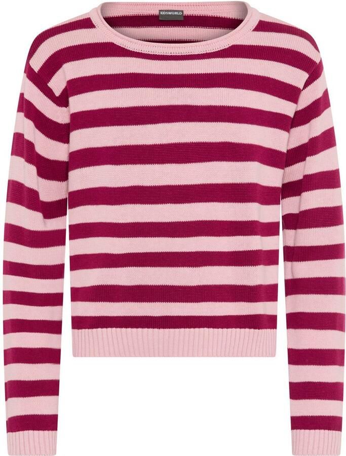 KIDSWORLD Gebreide trui Gestreepte trui Streepjestrui met rolzoom