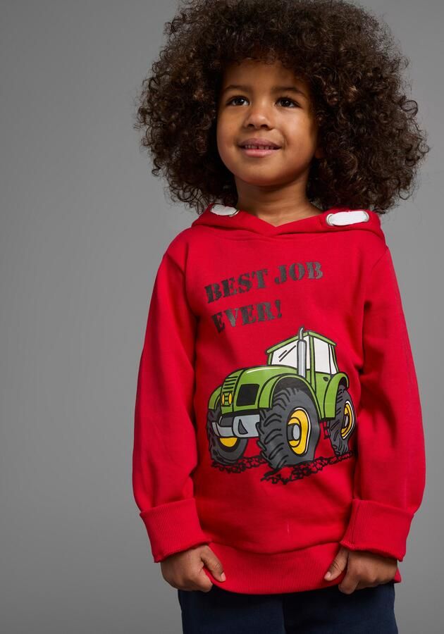 KIDSWORLD Hoodie BEST JOB EVER! Hooded sweatshirt met tractor-print
