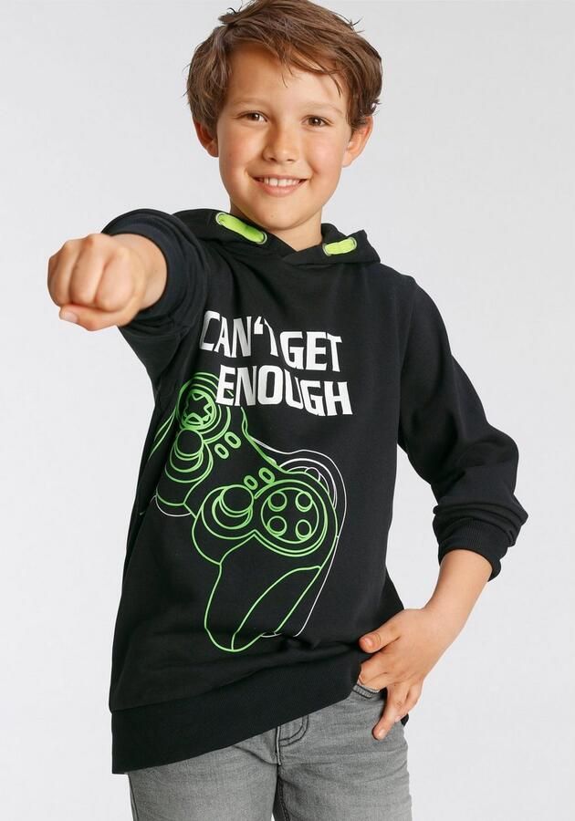 KIDSWORLD Hoodie CAN´T GET ENOUGH quote bedrukt ontwerp van katoen - Foto 4