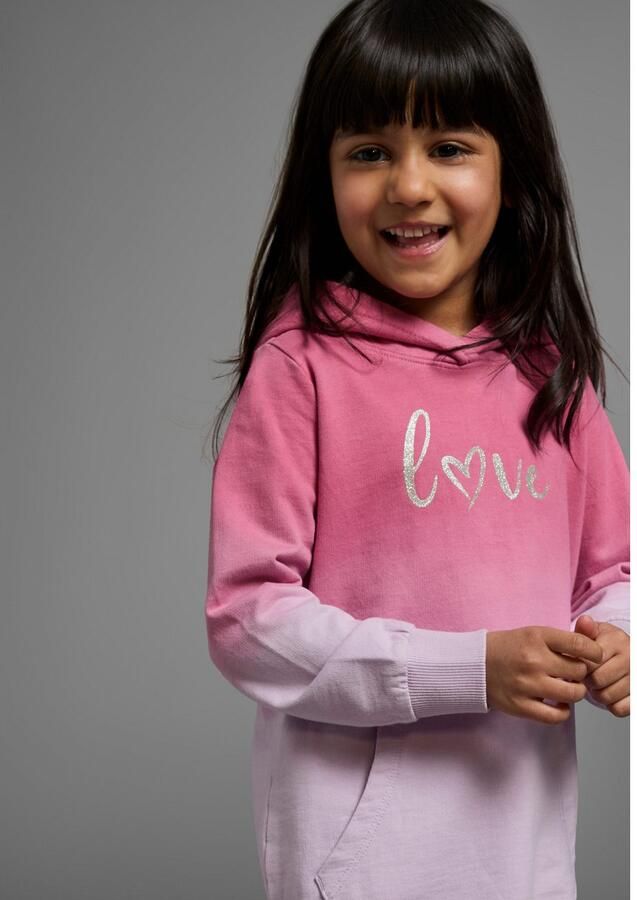 KIDSWORLD Hoodie Long sweatshirt with LOVE print Lange mouwen heupbedekkend met glinsterende print van katoen