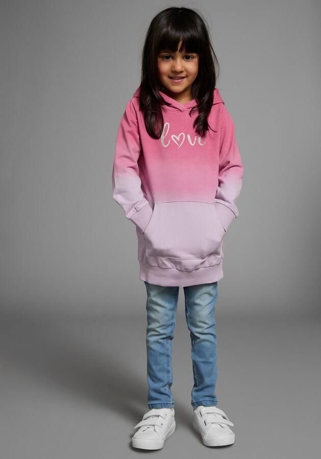 KIDSWORLD Hoodie Long sweatshirt with LOVE print Lange mouwen heupbedekkend met glinsterende print van katoen - Foto 3