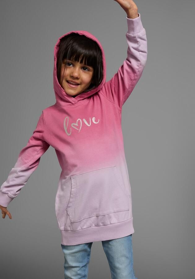 KIDSWORLD Hoodie Long sweatshirt with LOVE print Lange mouwen heupbedekkend met glinsterende print van katoen - Foto 5