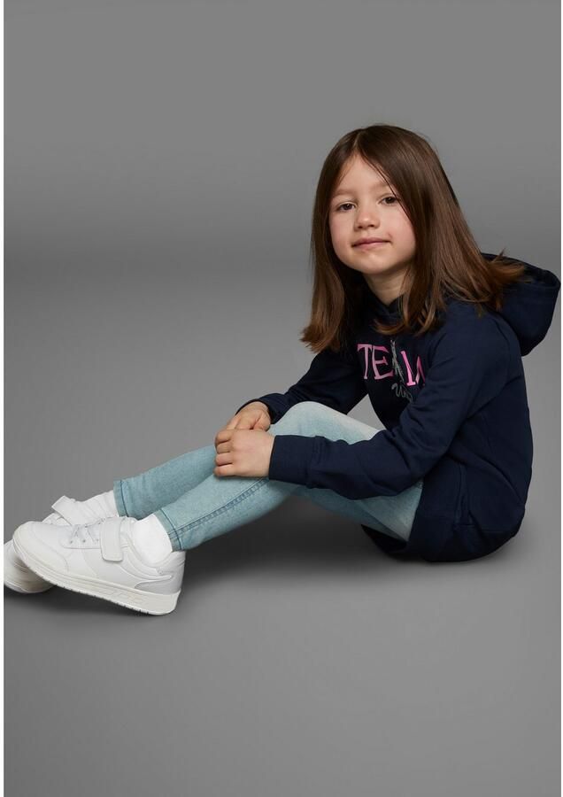 KIDSWORLD Hoodie Long sweatshirt with sequins Lange mouwen basic pasvorm met modieuze print met capuchon