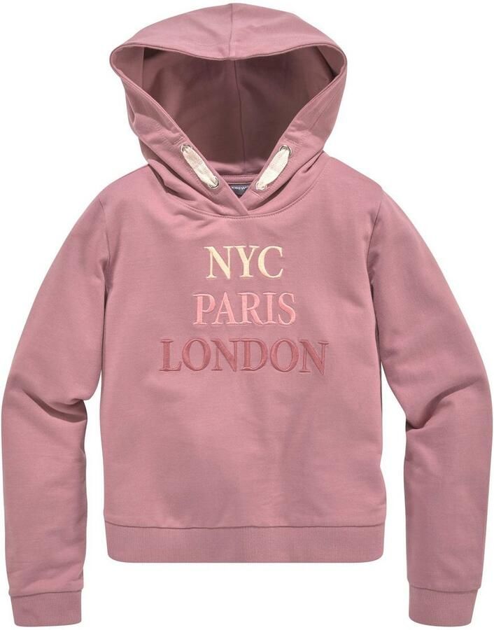 KIDSWORLD Hoodie NYC Paris London Borduurwerk Lange mouwen rechte pasvorm bedrukt capuchon van katoen - Foto 4