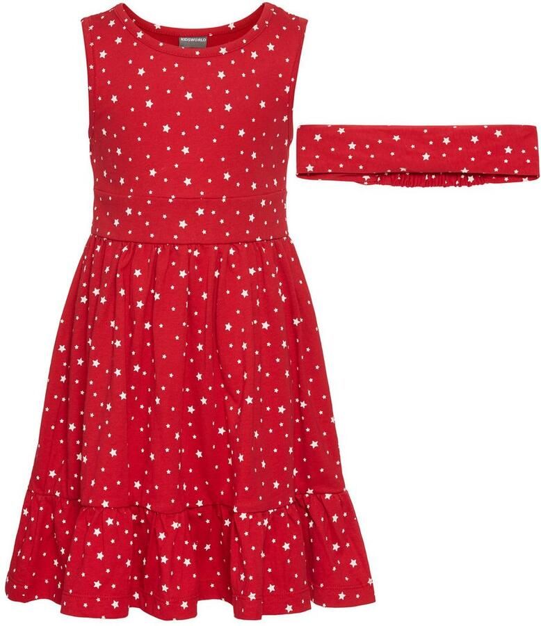 KIDSWORLD Jerseyjurk 2-delig shirtjurk + haarband in schattig sterren-allover feestelijke gelegenheden knie-lange speelse stijl van katoen (set 2-delig) - Foto 1