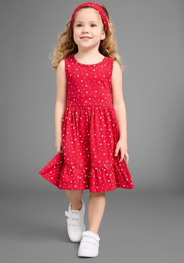 KIDSWORLD Jerseyjurk 2-delig shirtjurk + haarband in schattig sterren-allover feestelijke gelegenheden knie-lange speelse stijl van katoen (set 2-delig) - Foto 6