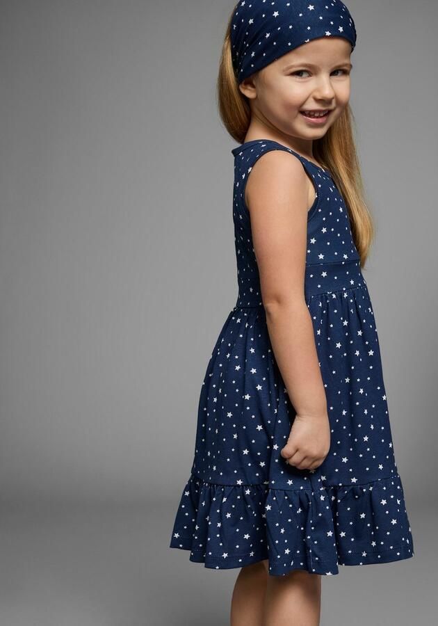 KIDSWORLD Jerseyjurk 2-delig shirtjurk + haarband in schattig sterren-allover feestelijke gelegenheden knie-lange speelse stijl van katoen (set 2-delig) - Foto 4